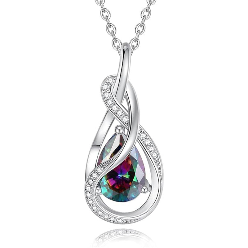 Sterling Silver Teardrop Birthstone Infinity Love Necklace for Women