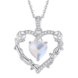 Heart Rose Flower Necklace 925 Sterling Silver Birthstone Pendant Created Gemstone Jewellery Anniversary Birthday Christmas Gift