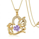 14K Gold Plated Heart Birthstone Infinity Cross Butterfly Necklace for Women