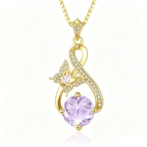 14K Gold Plated Birthstone Infinity Butterfly Necklace for Women