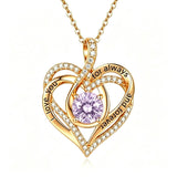 14K Gold Plated Heart Birthstone Infinity Necklace Christmas Valentine Birthday Gift