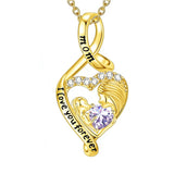 10K 14K 18K Yellow Gold 12 Months Birthstone  Infinity Mother Daughter Pendant Necklace