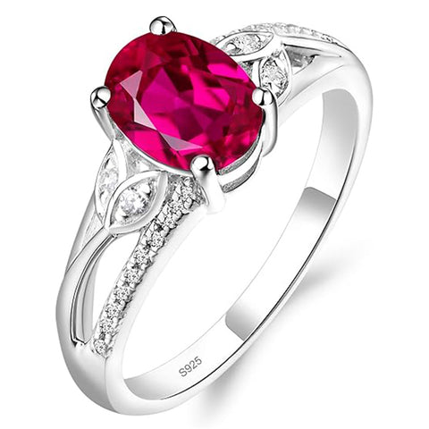 Sterling Silver Oval Shaped 8X6 MM Gemstone Ring Leaf Engagement Ring for Women