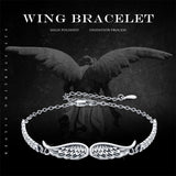 Angel Wings Bracelet Vintage Sterling Silver Bracelet for Women Men Adjustable Wings Bracelet Inspirational Guardian Angel Bangle Bracelets