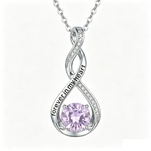 14K Gold Plated 12 Month Birthstone Infinity Twisted Pendant Necklace Mother's Day Christmas Anniversary Birthday Gift