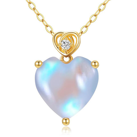 14K Gold 3 Carat Heart-cut Birthstone Pendant Necklace