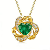 10K 14K 18K Gold 12 Months Birthstones  Love Knot Pendant Necklace