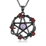 Sterling Silver Black Heart Skeleton Birthstone Necklace With Engraved Halloween Gift