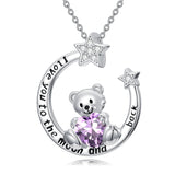Sterling Silver Birthstone Teddy Bear Pendant Necklace
