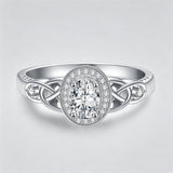 Sterling Silver 10K 14K 18K Gold  Personalized Engraved Moissanite Celtic Knot Wedding Engagement Ring
