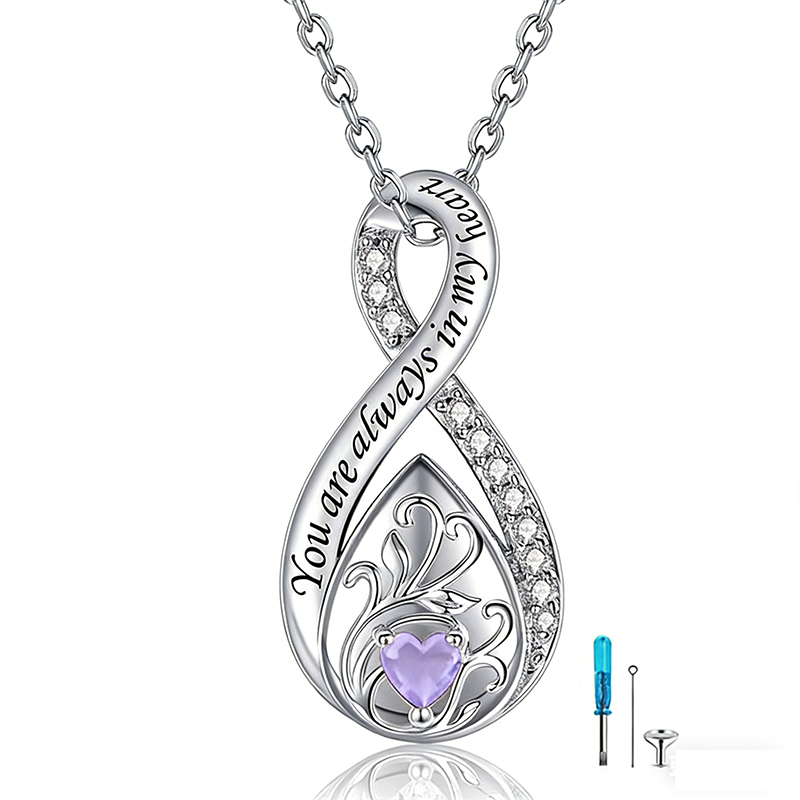Sterling Silver Personalized Engraved Infinity Urn Necklace for Ashes