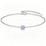 Sterling Silver Simple Dainty Round Heart Birthstone Single Layer Charm Anklet