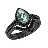 Sterling Silver 3.0CT Pear-Shaped Wedding  Engagement Ring Set For Women