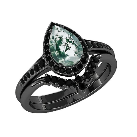 Sterling Silver 3.0CT Pear-Shaped Wedding  Engagement Ring Set For Women