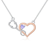 Sterling Silver  Heart Birthstone Stethoscope Pendant Necklace Medical Gifts for  Doctors Nurses RN APRN CNA EMT