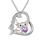 Sterling Silver Birthstone Axolotl Pendant Necklace Jewelry Gifts for Women