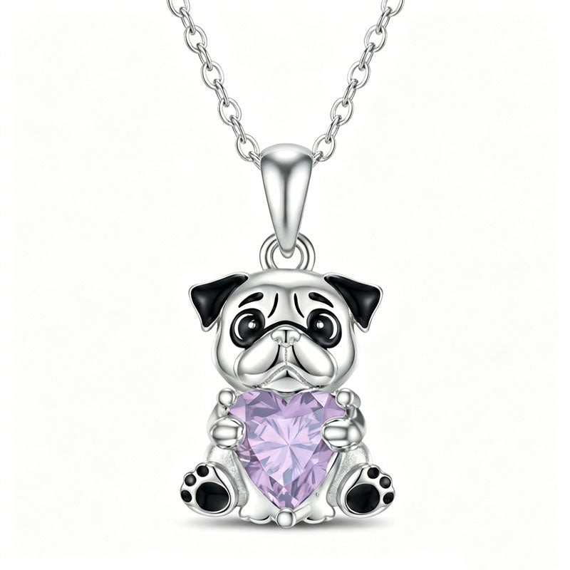 Sterling Silver 12 Month Birthstones Hedgehog Pug Fox Otter Pendant Necklace Gifts for  Birthday, Christmas, Graduation