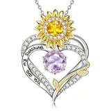 14K Gold Plated Birthstone Sunflower Pendant Necklace Anniversary Birthday Gifts for Women