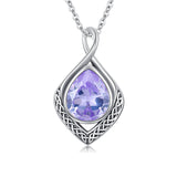 Sterling Silver Birthstone Teardrop Infinity Celtic Knot Pendant Necklace