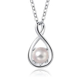 10K 14K 18K  White Gold Round Birthstone Infinity Necklace Mothers Day Gift