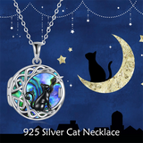 Pesonalized Sterling Silver Celtic Moon Black Cat Photo Necklace Jewelry Gifts