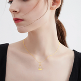14K Gold 5A Cubic Zirconia Dog Pendant Necklace