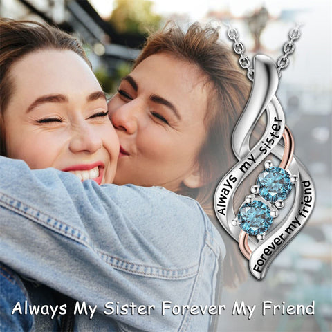 Sterling Silver Sister Necklaces Always My Sister Forever My Friend Pendant Necklace Fashion Jewelry Gifts for Women