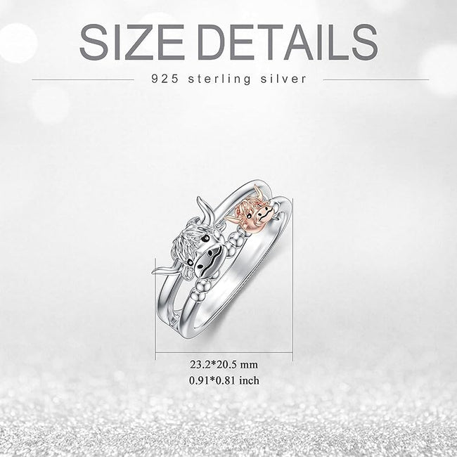 Highland Cow Ring 925 Sterling Silver Rings Otter RIng Fox RIng Gift For Women Girls Mom