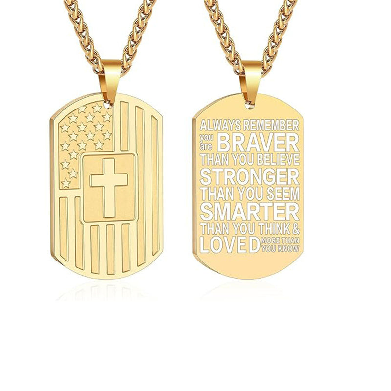 Stainless Steel American Dog Tag Pendant Necklace for Men