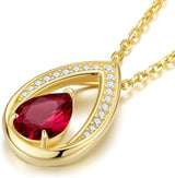 Sterling Silver Teardrop Birthstone Pendant Necklace Valentine's Day Gifts for Her