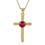 14K Gold Plated  Birthstone Cross Necklace  Pendant Necklace Mother's Day Birthday Gifts for Women
