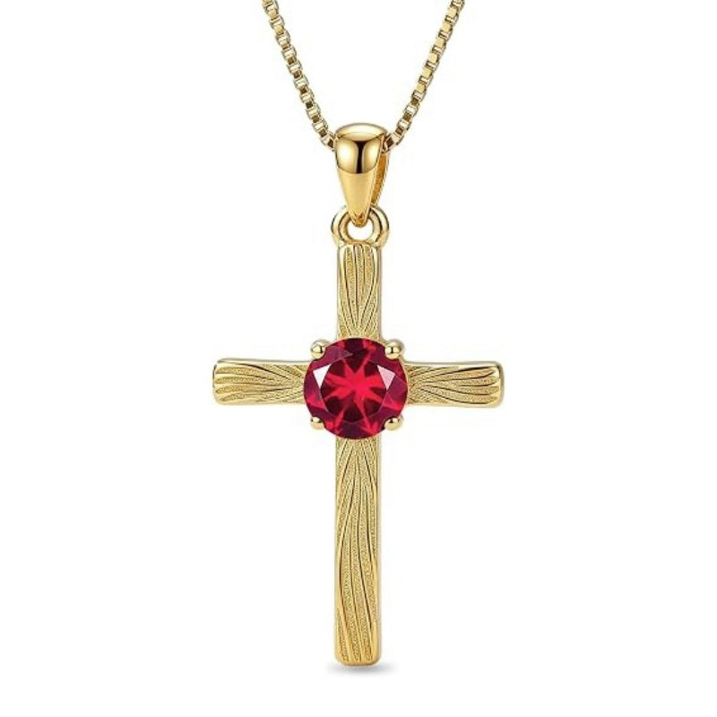14K Gold Plated  Birthstone Cross Necklace  Pendant Necklace Mother's Day Birthday Gifts for Women