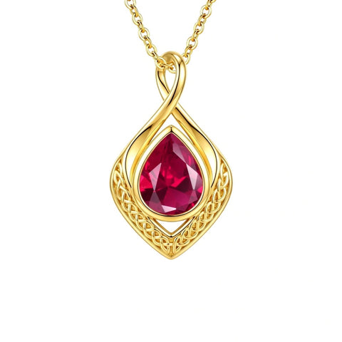 14K Gold Plated  Birthstone Celtic Knot Infinity Necklace  Birthday Christmas Jewelry Gift