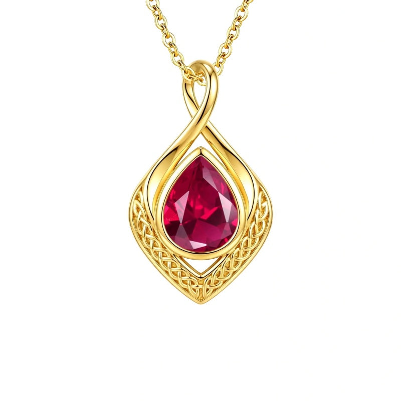 14K Gold Plated  Birthstone Celtic Knot Infinity Necklace  Birthday Christmas Jewelry Gift