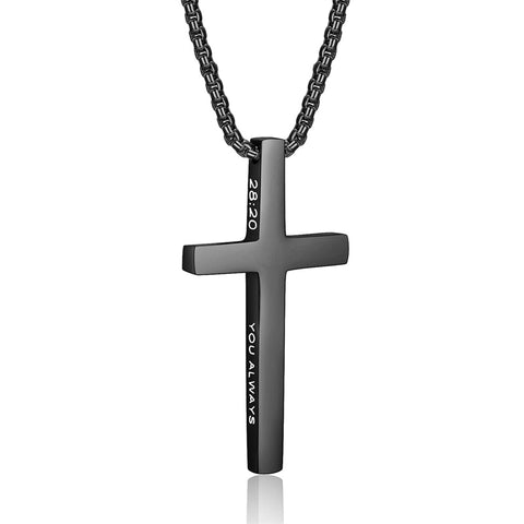 Stainless Steel Cross Necklace for Men Inspirational Bible Verse Cross Pendant Christian Jewelry