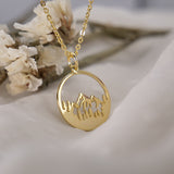 14K Gold Mountain Necklace Wanderlust Necklace Forest Necklace