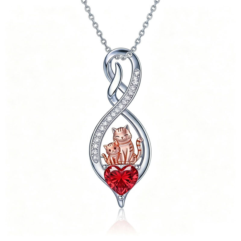 Sterling Silver 12 Month Birthstone Infinity Heart Animal Pendant Necklace Christmas Birthday Jewelry Gift