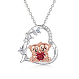 Sterling Silver Birthstone Teddy Bear Pendant Necklace