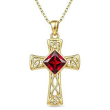 14K Gold Plated  Birthstone Cross Necklace  Pendant Necklace Mother's Day Birthday Gifts for Women