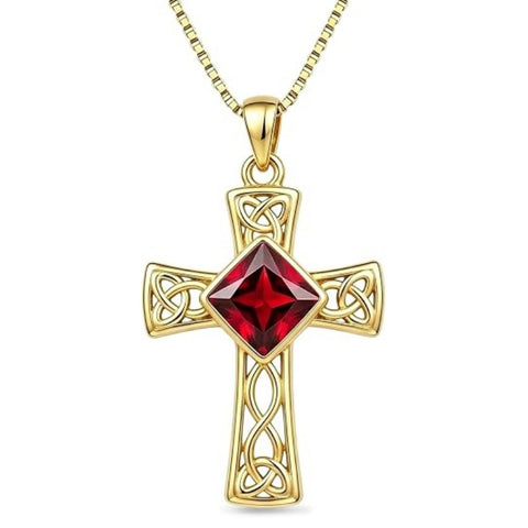 14K Gold Plated  Birthstone Cross Necklace  Pendant Necklace Mother's Day Birthday Gifts for Women