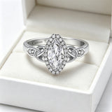 Sterling Silver 10K 14K 18K Gold  Personalized Engraved Moissanite Celtic Knot Wedding Engagement Ring