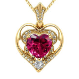 14K Gold Plated Birthstone Double Heart Pendant Necklace Love Jewelry Anniversary Birthday Mother's Day Valentine's Day Gift
