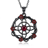 Sterling Silver Black Heart Skeleton Birthstone Necklace With Engraved Halloween Gift