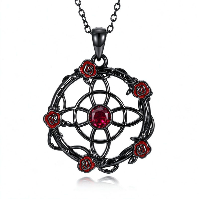 Sterling Silver Black Heart Skeleton Birthstone Necklace With Engraved Halloween Gift