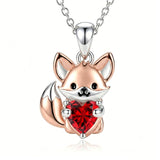 Sterling Silver 12 Month Birthstones Hedgehog Pug Fox Otter Pendant Necklace Gifts for  Birthday, Christmas, Graduation