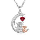 Sterling Silver Round Heart Birthstone Highland Cow Pendant Necklace Fluffy Cow Jewelry Gifts Birthday Christmas