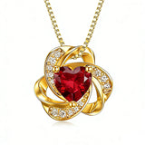 10K 14K 18K Gold 12 Months Birthstones  Love Knot Pendant Necklace