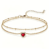 Sterling Silver Birthstone Double Layer Anklet for Beach Weddings, Summer Vacations & Pool Parties