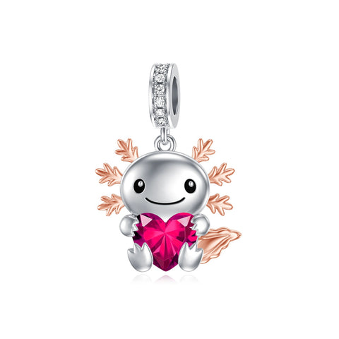Sterling Silver Birthstone Axolotl  Bead Charm for Axolotl Lovers