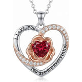 14K Gold Plated  Birthstone Rose Flower Necklaces for Women